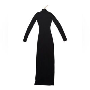 Skims Soft Lounge Turtleneck Mock Neck Long Sleeve Dress, Onyx (XXS)